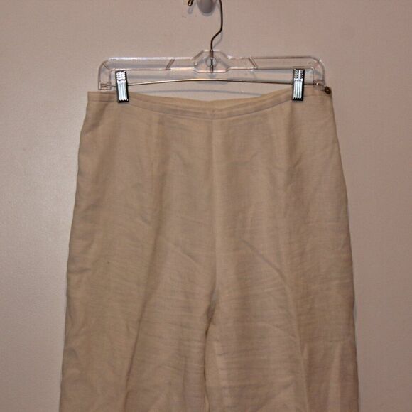 Sandro Vintage White Linen High Rise Straight Leg Trousers Pants Women's Size 12 - Picture 2 of 15